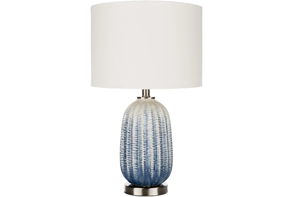 Table Lamp-Blue White Glazed Ceramic