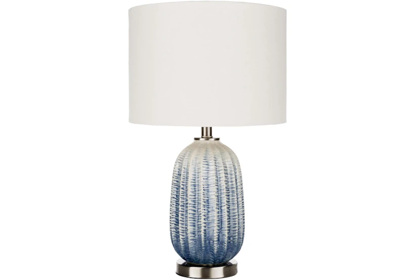 Table Lamp-Blue White Glazed Ceramic - 360