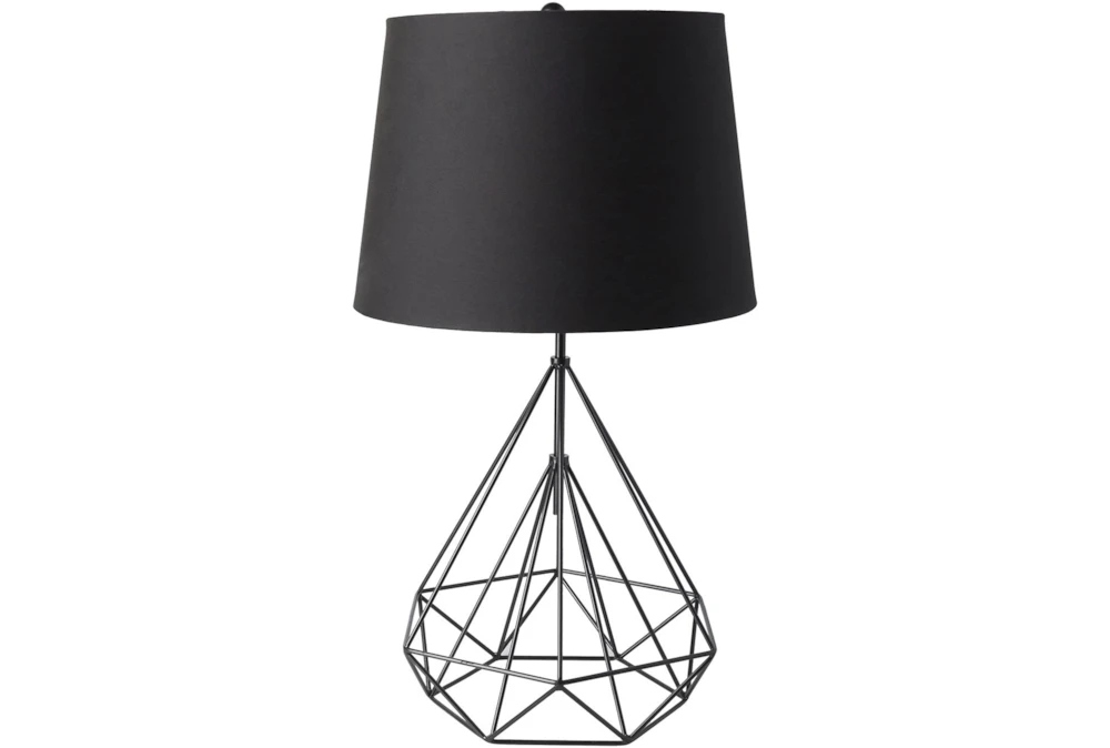 29 Inch Black Diamond Wire Frame Table Lamp With Black Shade