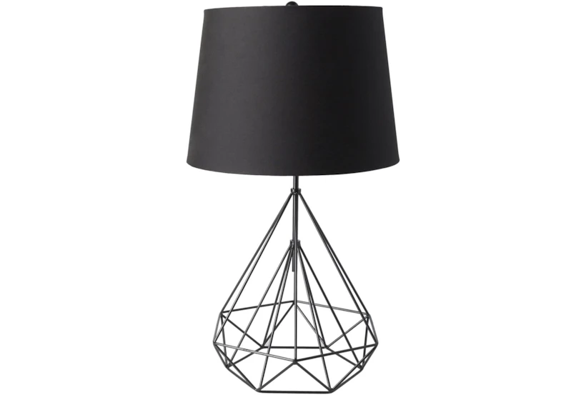 29 Inch Black Diamond Wire Frame Table Lamp With Black Shade - 360