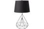 29 Inch Black Diamond Wire Frame Table Lamp With Black Shade - Signature