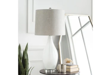 Table Lamp-White Pearlized Glass