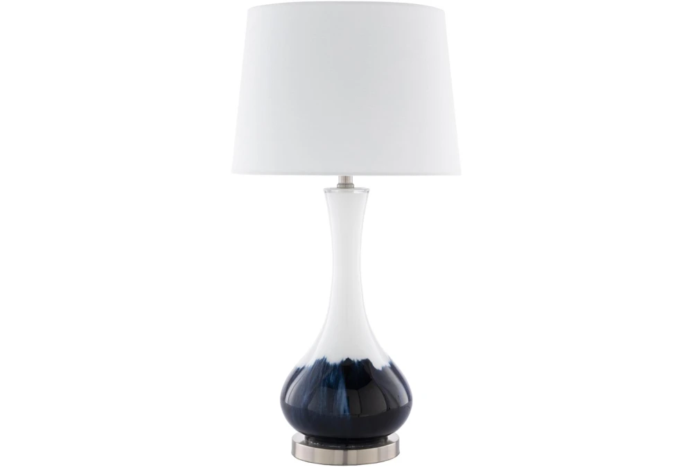 Table Lamp-Navy White Painted Glass