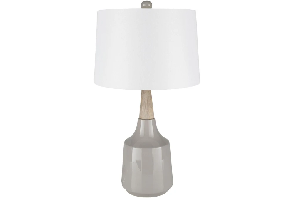 18 Inch Grey + Wood Table Lamp