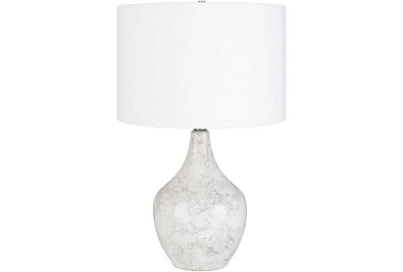 Table Lamp-White Marbled Ceramic - 360