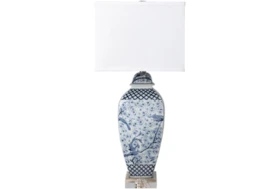 Table Lamp-Blue Hand Painted Ceramic