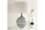 Table Lamp-Blue White Stripes Ceramic - Room