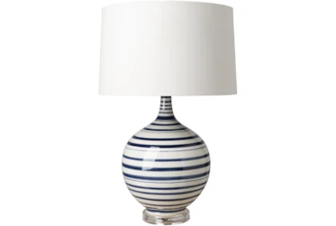 Table Lamp-Blue White Stripes Ceramic