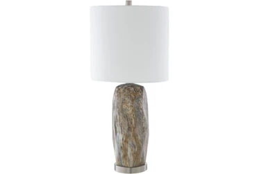 Table Lamp-Silver Brushed Marbled Ceramic