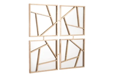 Gold Four Geometric Panel Wall Mirror