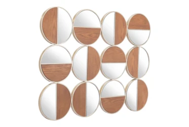 Circular 2 Tone Wood Wall Mirror
