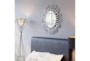 Silver Circle Wall Mirror With  Rectangle Cut Outs  - Room