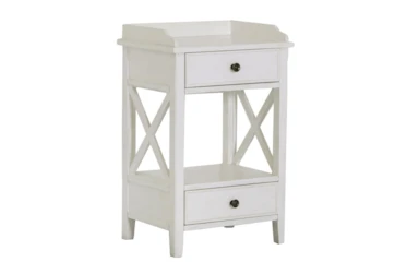Two Drawer White X End Table