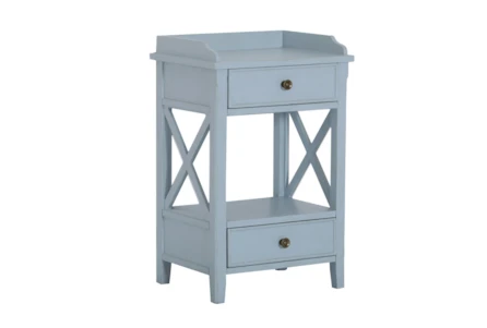 Two Drawer Blue X End Table