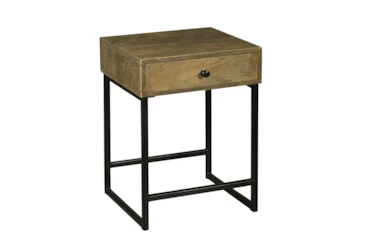 One Drawer Iron Base End Table