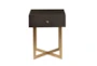 One Drawer Iron X Base End Table - Front