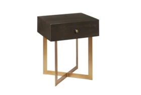 One Drawer Iron X Base End Table
