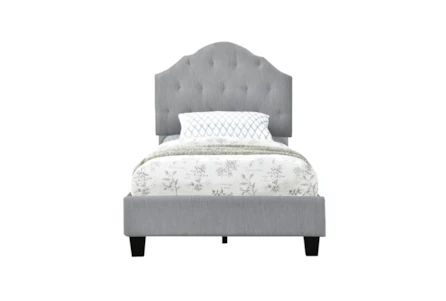 Twin Mist Button Diamond Tufted Shaped Back Upholstered Bed