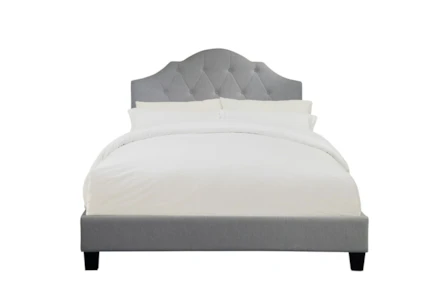 Queen Mist Button Diamond Tufted Shaped Back Upholstered Bed