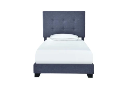 Tufted Upholstered Bed Living Spaces, Denim Bed Frame