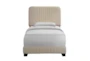Twin Beige Rounded Corner Vertical Channel Upholstered Bed - Signature