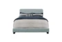 Full Blue Rounded Corner Vertical Channel Upholstered Bed - Signature