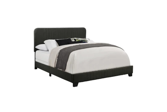 Queen Steel Rounded Corner Vertical Channel Upholstered Bed