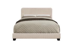 Beige Queen Mid-Century Upholsterd Bed