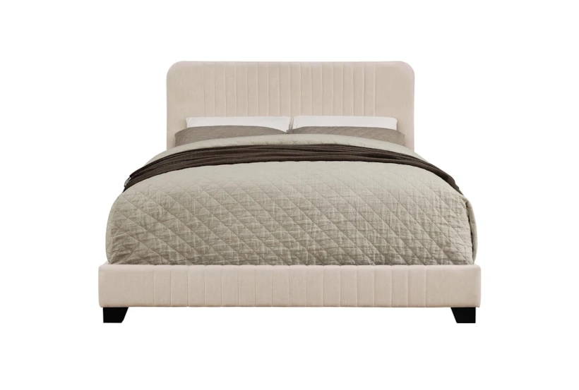 Beige Queen Mid-Century Upholsterd Bed - 360