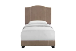 Twin Sand Stitched Camelback Upholstered Bed