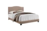 Queen Sand Stitched Camelback Upholstered Bed - Side