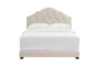 Full Cream Button Diamond Tufted Saddle Back Upholstered Bed - Signature