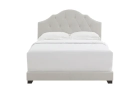 Full Grey Button Diamon Tufted Saddle Back Upholstered Bed
