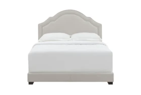 Full Grey Nailhead Border Shaped Back Upholstered Bed