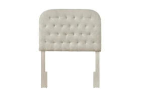 Twin Linen Rounded Diamond Tufted Upholstered Headboard