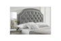 Full/Queen Charcoal Contrast Welt Trim Banded Border Tufted Upholstered Headboard - Room