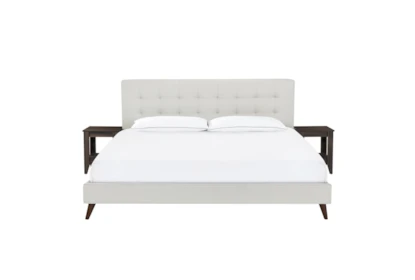 Eastern King Mid Century Upholstered Bed With Nightstands Living Spaces
