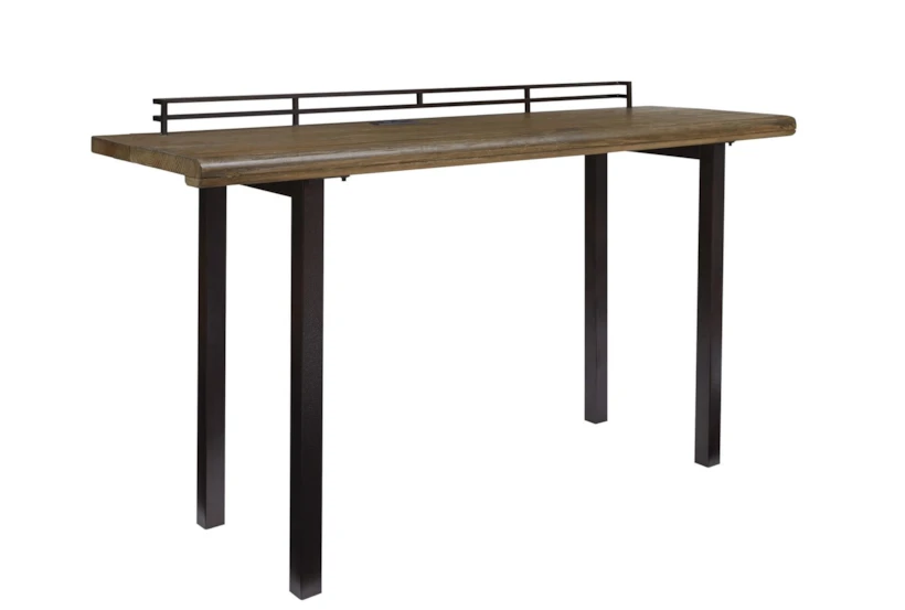 Rustic Wood + Metal 72" Writing Desk With USB + Power Outlet - 360