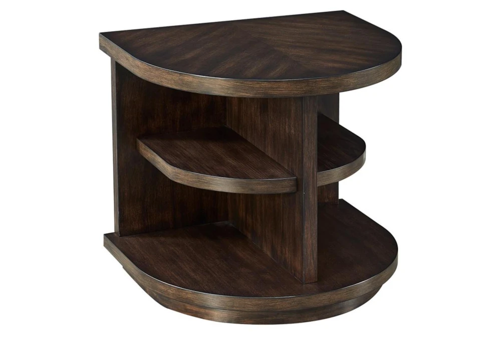 25" Chocolate Curved Multi Shelf Chairside Table