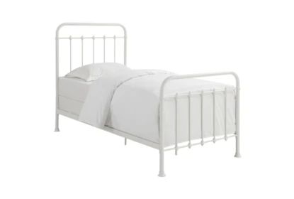 White Farmhouse Twin Metal Bed Living, Twin Size White Metal Bed Frame