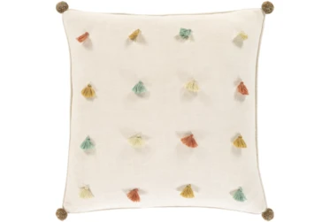 Accent Pillow-Cream Multicolor Tassels 22X22