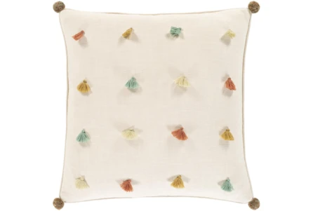 Accent Pillow-Cream Multicolor Tassels 22X22 - Main
