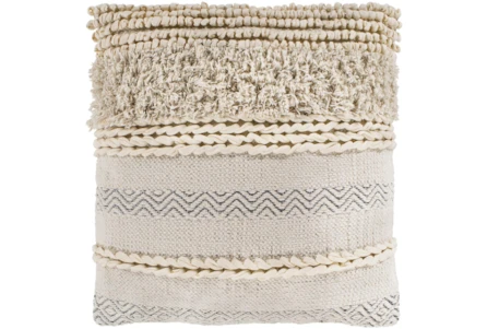 Accent Pillow-Beige Textured Stripes 22X22 - Main