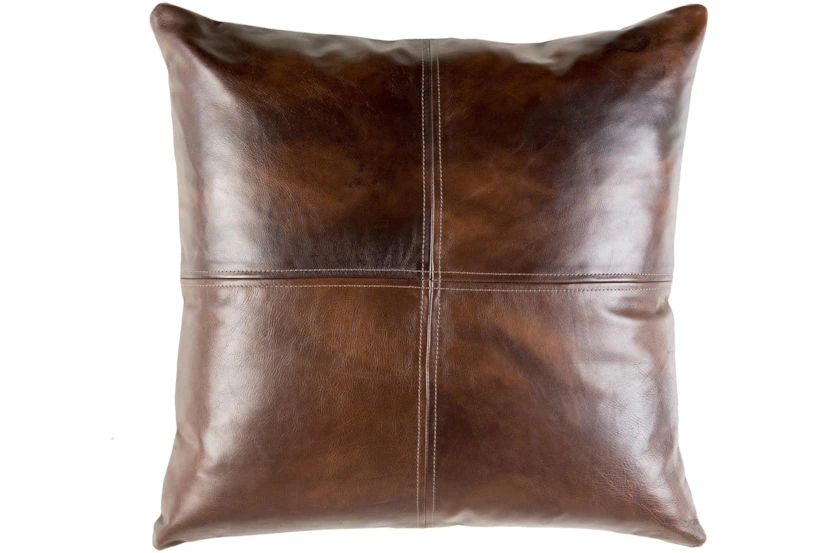 Accent Pillow-Dark Brown Leather 20X20 - 360