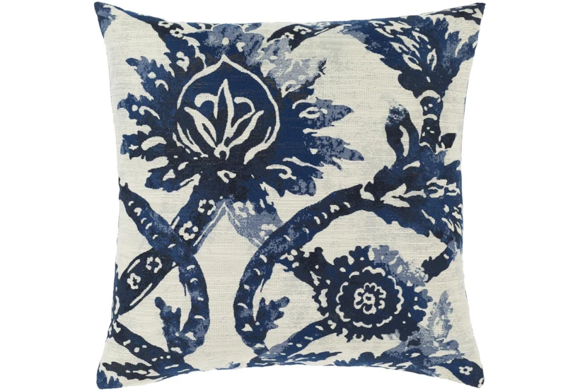 Accent Pillow-Blue And Cream Floral 22X22 | Living Spaces