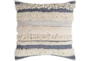 Accent Pillow-Navy Textured Stripes With Sequins 18X18 - Signature