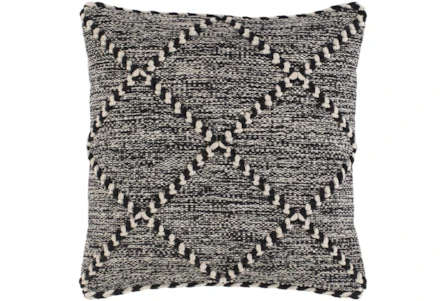 Accent Pillow-Black And White With Braided Rope Detail 20X20 - Main