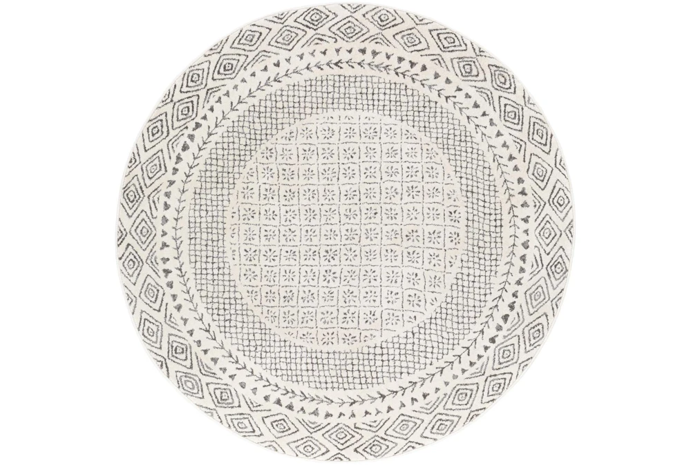 5'3" Round Rug-Global Low/High Grey And Beige