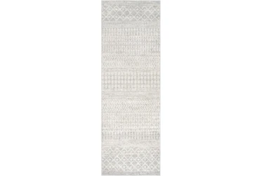 2'6"x7'5" Rug-Global Grey And White Stripe