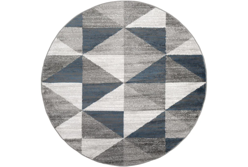5'3" Round Rug-Modern Triangle Greys And White